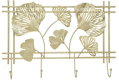 BuyWeek Wandgarderobe Gold, Metall Wanddeko Kleiderhaken Aufhänger Eleganter Stil Wand Deko Garderobenleiste für Zuhause Wohnzimmer