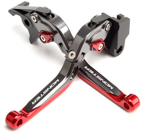 ESPEEDMTC per Ducati Monster 400 620 659 695 696 795 796/ S2R 800 Modificato di CNC In Lega di alluminio 6 stadi Lunghezza Regolabile Pieghevole Leva di Frizione del Freno (Rosso)