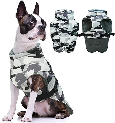 Hunde Wintermäntel, Hundepullover Kleine Hunde Hundejacke Fleece wasserdichte Kleine Hunde Winterweste Hundepullover Fashion Sports Hundemantel(Camouflage, S)