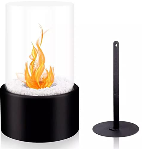 THREMA Tragbare Ethanol-Feuerstelle, 16 cm Hoher Tischkamin Mit Glasrohr, Bioethanol-Kamin-Feuerschale, Rauchfreie, Saubere Verbrennung, Für Zuhause, Küche, Wohnzimmer, Garten, Balkon
