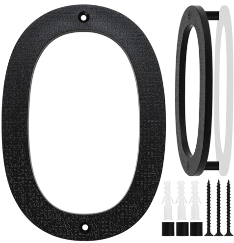 Número Grande para Casa en Negro, 20cm, Placa Flotante de Número de Casa, Número de Calle/Puerta en Plástico ABS Efecto 3D para Oficinas, Buzones, Garajes (Numero 0)
