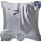 Seiwohl Satin Kissenbezug 65x65 2er Set, Weich wie Seidenkissenbezug Silk Pillowcase, Vegane Seide Kopfkissenbezug Kissenhülle Haarschutz für die Nacht mit Haargummi und Haarhaube, Grau