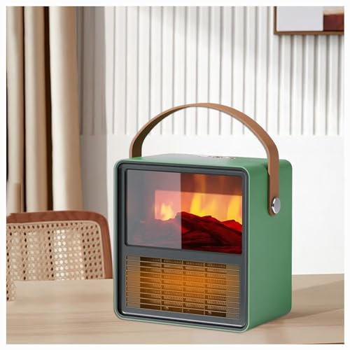 HAZARA Calefactor Portátil, Calefactor Bajo Consumo Calefacción Cerámica PTC De 1500 W, Calefactor Electric con Termostato,Protección contra Sobrecalentamiento y Vuelco,Green