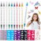 Withosent 10pcs Stylo Tatouage Temporaire Double Pointe, Feutre Tatouage Kit Tatouage de Cadeau avec 50 tatouages, 1 Autocollants avec Diamants pour Garçons, Filles, Carnaval, Fête D'anniversaire