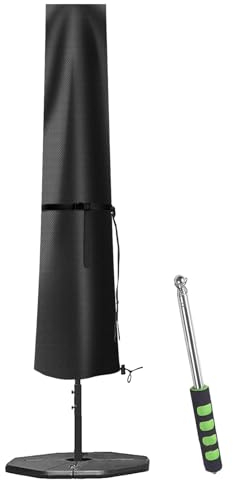 Aipwerer Sonnenschirm Schutzhülle, Abdeckhauben für 3m Wasserdicht, Ampelschirm Hülle mit Stab Winterfest, 420D Oxford Abdeckung für Ampelschirm/Gartenschirm/Balkonschirm (Schwarz, 175X32/38cm)