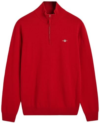 GANT Herren Superfine Lambswool Half Zip Pullover, Bright RED, X-Large