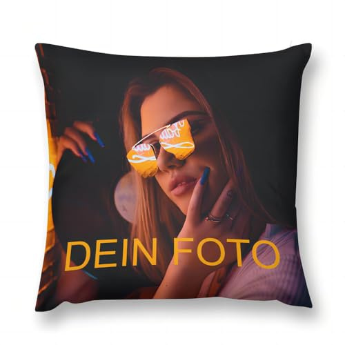 LAMAME Personalisierte Kissen mit Foto, Kissenbezug mit eigenem Foto und Text, Muttertag, Geburtstagsgeschenk (45x45cm)