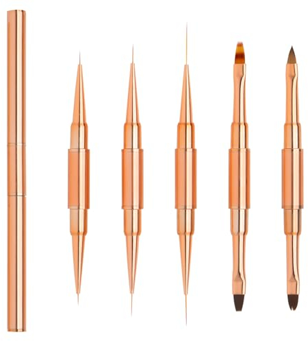 Pinceau Nail Art Ongles Gel Professionnel Double Embout avec Capuchon et Ombre, LEA-SHALL 10 Têtes Pinceaux Fin Ombre/Acrylique/Plat/Liner/Rond pour Vernis Ongle Degrader UV Construction Set