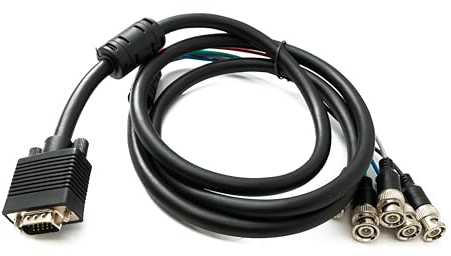 System-S Cavo VGA 180 cm HD15 maschio a 5 BNC RGBHV maschio adattatore coassiale nero