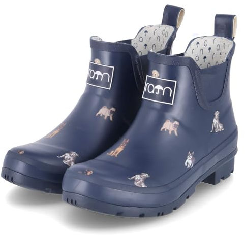 Rajn Dog Low UZW045 Damen Gummistiefelette mit Hundemotiv, Dunkelblau (Blue), Gr. 37