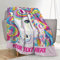 Individuelle Decke, personalisierte Geschenke für Frauen und Mädchen, individuelle Decken mit Namen, individuelle Geschenke für Kinder und Erwachsene, weiches Regenbogen-Pferde-Fleece, Steppdecke für
