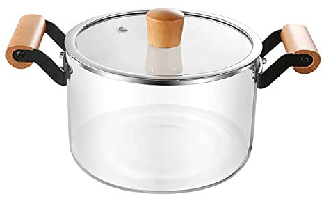 Pentola In Vetro Trasparente,Brodo di Casseruola Con Coperchio,Borosilicato Pentola di Vetro per Cucinare,Pentola In Vetro Borosilicato Resistente Al Calore,Pentola Brasata,3.5L,3 Stili