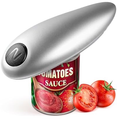 Electric Can Opener, Automatic Hands Free Tin Opener, One Touch Button for Easy Opening, Safe and Powerful, Ideal for Arthritis and All Can Sizes, Home Kitchen and Restaurants, White