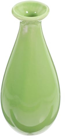 Ciieeo Ceramic Vase Small Green Desktop Flower Vase for Dried Stems Hydroponic Plants Windowsill Balcony Dining Table and Office Desk Home Decor 4.13 in