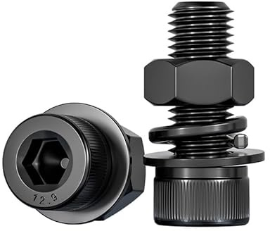 ORANXIN M12 x 60mm 2 Pcs Classe 12,9 Alta resistenza Bulloni testa cilindrica Rondelle Dadi Kit Esagono interno Viti a combinazione Viti testa di coppa Bulloni macchina