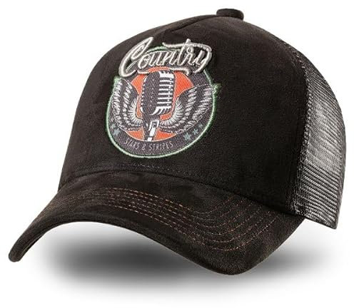 STARS & STRIPES Western-Mode Trucker Cap Country – Braun & Weiß mit Bestickung & Mesh-Einsatz | Verstellbare Snapback-Cap