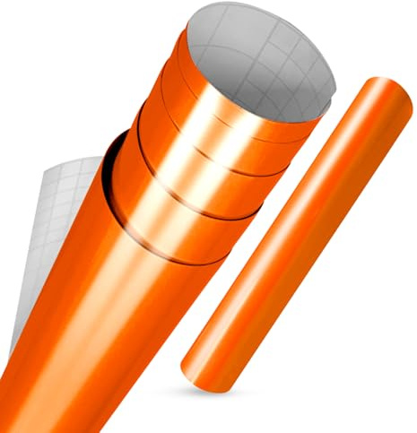 vgoltd Adhesivos para Muebles Brillantes Envoltura de Vinilo Autoadhesiva Papel de Contacto Adhesivo Rollo para Cocina Encimera Armarios Guardarropa y Tableros (Naranja, 60 x 200 cm)