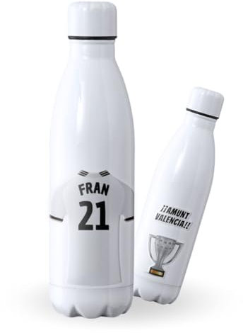 Botella de agua de Acero Inoxidable Personalizada equipo de Fútbol Barcelona. Botella termo personalizada deportiva. 700 ml Regalo Original para Aficionados del Futbol. (Valencia)