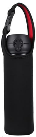500ML Insulated Protective Neoprene Water Bottle Bag, Portable Insulator Sleeve Bag Pouch Outdoor Carrier, Heat Insulated Cup Sleeve Water Bottle Protector Storage Bags with Handle (Black-1Pc)