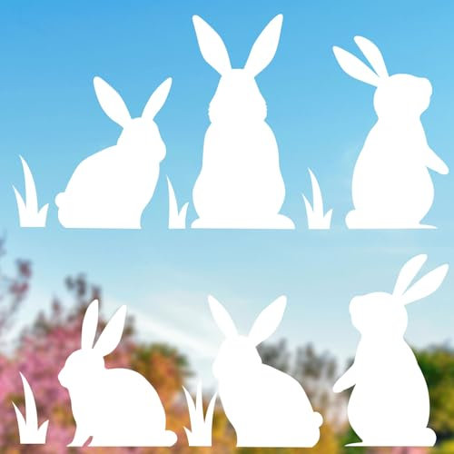 younikat Hasen weiß Frühling Fensterbild 12 Teile I statisch haftend I wiederverwendbar I Ostern I you0036