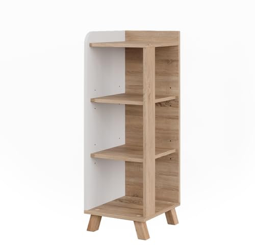 Vicco Midischrank Karen, Sonoma/Weiß, 30 x 90 cm mit 4 Ablagen