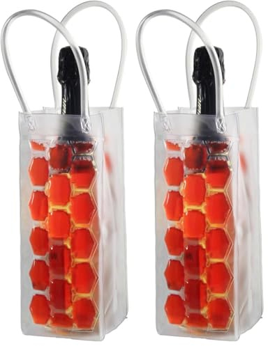 Fackelmann Sacchetto Refrigerante Raffredda bottiglie con maniglie per il trasporto, in plastica Disponibile nei colori: rosso, blu e trasparente Dim 37x10x2 cm Ingombro pack: 37x12x2 cm