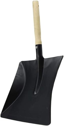 EasySpeed Pala con Mango para Jardín, Pala Pequeña para Estufa, Chimenea y Carbón, Recogedor de Cenizas y Basura, 45 x 23 cm, Negro