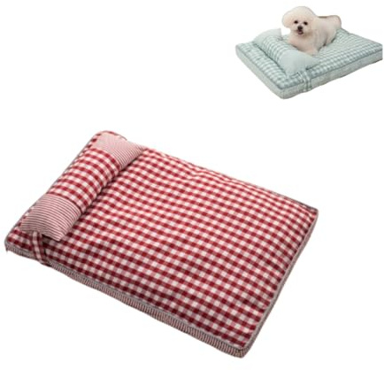 KEDAOLA Hundebett, waschbar, große Kistenunterlage, wendbar mit abnehmbarem Kissen, Haustierbett mit rutschfester Unterseite, weiche Hundehütte für kleine, mittelgroße Hunde und Katzen (Rot, 80 x 55