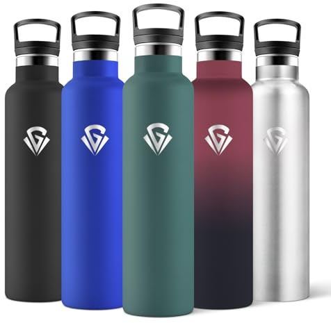 Motswedi Botella Termica Agua Acero Inoxidable, 1000ml Libre de BPA, 2 Tapas Incluidas (Con Pajita), 304 Acero Inoxidable, Botellas para Oficina, Gimnasio, Salidas diarias - Verde Militar