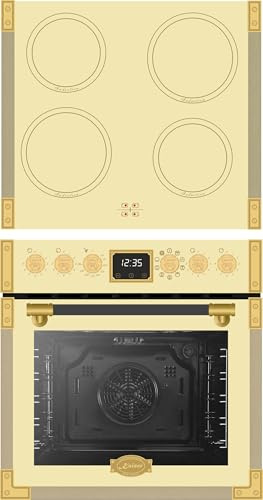 KAISER Induktions Herd-Set Art Deco EHC 6776 I ElfAD, Retro Herdset Backofen 74 l mit Induktionskochfeld,Air-Fry