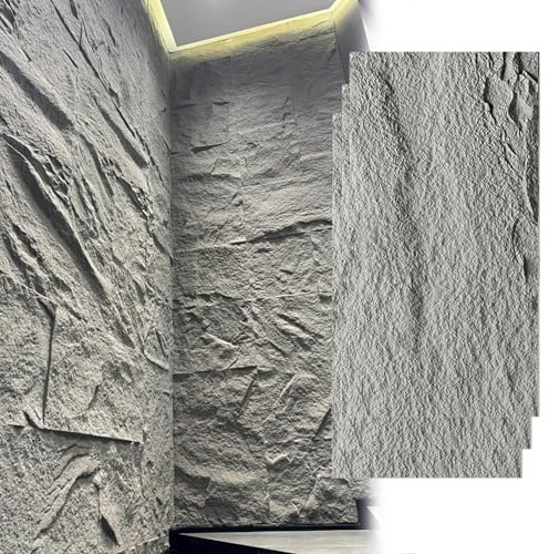 MLYAYE 3D-Wandpaneele mit Zementstruktur, grau, wasserfest, verschleißfest, 600 x 1200 mm, Kunststeinfurnierpaneele für den Außenbereich für Abdecken von Beton-/Ziegel(Set of 3)