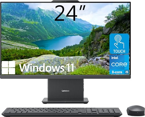 Lenovo IdeaCentre Ordinateur de bureau tout-en-un, écran tactile FHD de 24, processeur Intel Core i5-13420H 8 cœurs, 32 Go DDR5, SSD 2 To, Wi-Fi 6, entrée et sortie HDMI, souris sans fil, Windows 11