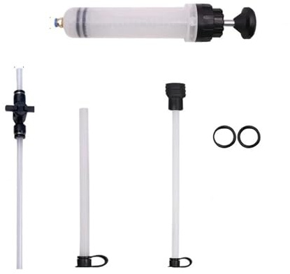 Oil pump Engine Oil Fluid Pump Vacuum Manual Inhalation Syringe Style Cooolant Transfer Translucent Oil Fluid Extractor(200cc with switch)