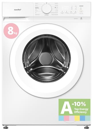COMFEE' Lavadora 8KG Clase A-10% 1400RPM Smart wash Blanco CF08EWP05W | Steam Wash, Lana Woolmark, Eliminación del pelo de mascotas, Rápida 15', Sports, Limpieza del tambor, Perfume+