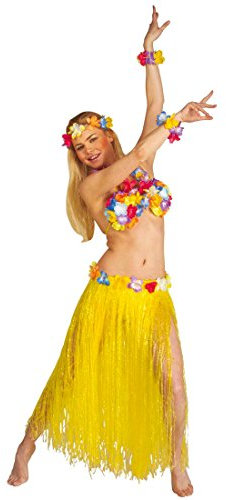 NET TOYS Hawaii Kostüm Hawaiirock gelb Bastrock Bast Rock Fasching Karneval