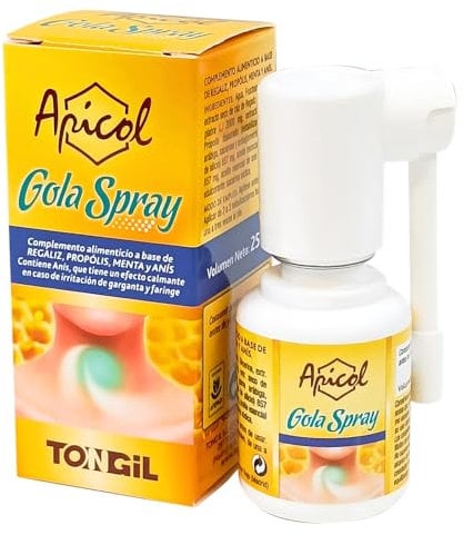 Apicol Gola Propolis Halsspray 25 ml - Propolis mit Süßholz, Minze und Anis, beruhigende Wirkung bei Hals- und Rachenreizungen, zuckerfrei und allergenfrei | von TONGIL