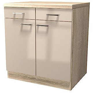 Smart Möbel Küchenunterschrank - 80 cm breit - In Kaschmir Glanz - Neapel