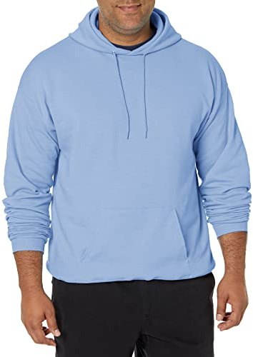 Hanes Men's Pullover EcoSmart Hooded Sweatshirt, Light Blue, X-Large