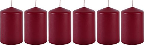 Müller Kerzen 2011107047 6 Sicherheitskerzen mit Brandschutzsystem BSS, 110 x 70 mm, weinrot