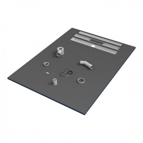 Desineo Doccia Vassoio 90x90x3cm Pronto per affiancare con sifone + griglia Flusso lineare in Acciaio Inox