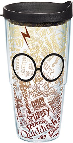 Tervis Harry Potter - Glasses and Scar Tumbler with Wrap and Black Lid 24oz, Clear
