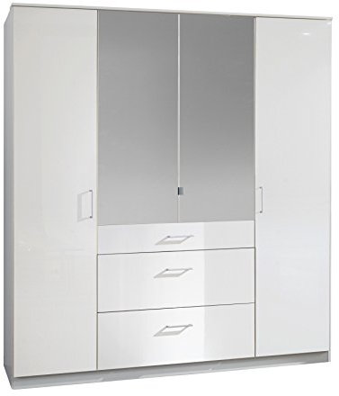 Wimex Kleiderschrank/ Drehtürenschrank Clack, (B/H/T) 180 x 198 x 58 cm, Weiß/ Absetzung Weiß