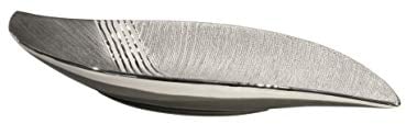 GILDE Deko Schale - Moderne Dekoschale Ablage für Schlüssel - aus Keramik - Farben: Silber Grau - Länge 48,5 cm