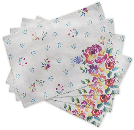 Maison d'Hermine Stoff-Tischsets, 33 cm x 48 cm, 100% Baumwolle, Set mit 4 dekorativen, Ostern waschbaren Tischsets für Küche, Party, Hochzeit, Camping, Rose Garden – Frühling/Sommer