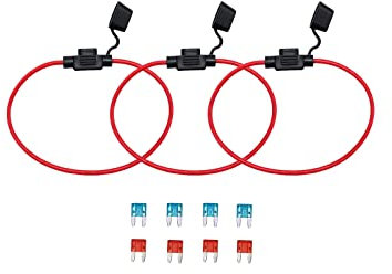 KOLACEN Automobile Car Truck En Ligne 16 AWG Fusible Porte-Fusible pour Mini Fusible Lame Fusible 3 Pièces + 8 Pièces Mini Lame Fusible 10Apm 15Apm