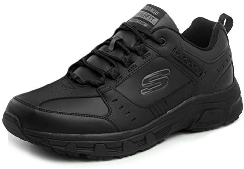 Skechers Oak Canyon Redwick Herren Trainer, Black Leather Synthetic Textile Black Trim, 39 EU