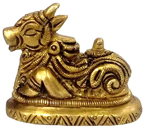Purpledip Brass Idol Nandi, Mount of Siva & Parvathi (11846)