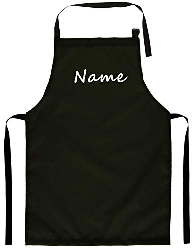 Ferocity Original Grillschürze Kochschürze Latzschürze Bistroschürze BBQ Apron Werkschürze ideale Männer Frauen Geschenk Schwarz mit Namen [106]