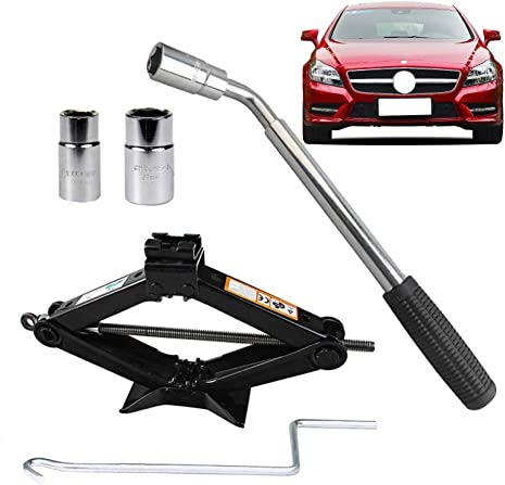 ZanGe Universal 2T Scissor Lift Car Jack with Speed Handle +Extension Wheel Brace Bar Brace Nut Breakdown Socket 17mm 19mm 21mm 23mm Road Side Repairs for Audi A1,A2,A3,A4,A6,A7,A8,Q3,Q5,Q7