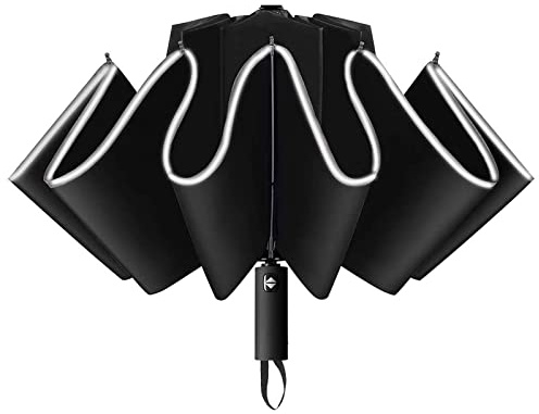 Gimars Parapluie Automatique Coupe-Vent Anti-UV avec 10 Tiges Renforcées | Pliant,Ouverture/Fermeture par Bouton,Compact 32 cm,210T avec Revêtement Téflon,Imperméable, Séchage Rapide, Anti-Moisissure